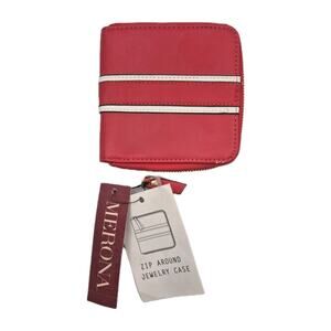 Merona Red Zip-Around Travel Jewelry Case 4.5" NEW with Tag